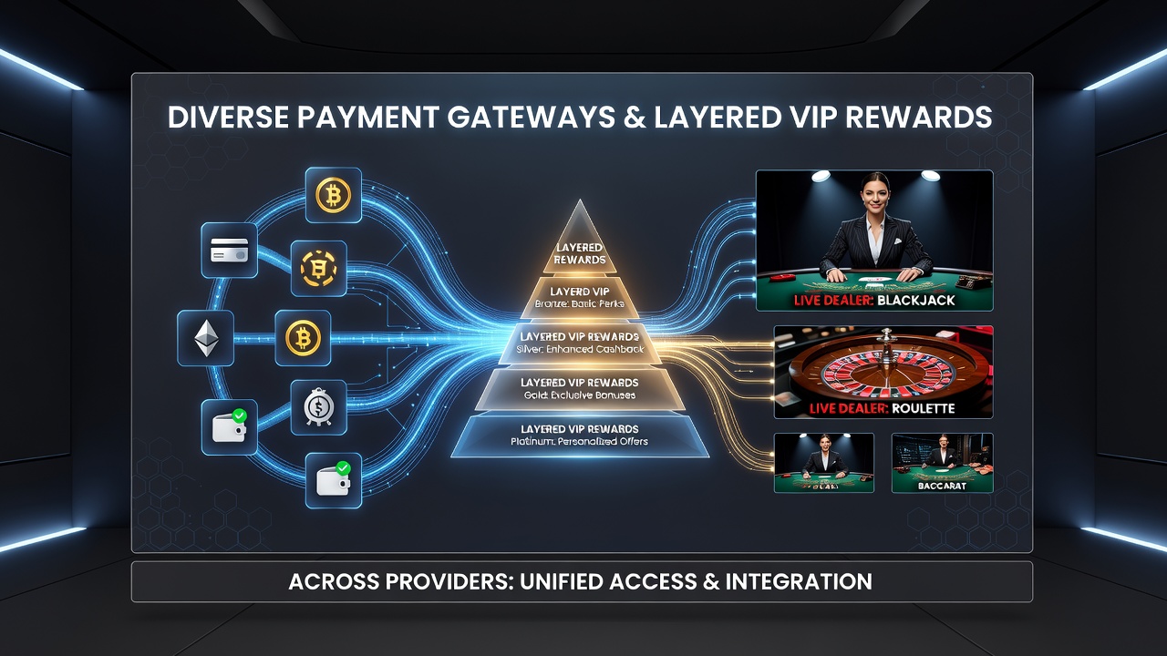 Live dealer integraties en VIP beloningen gekoppeld aan diverse betaalmethoden