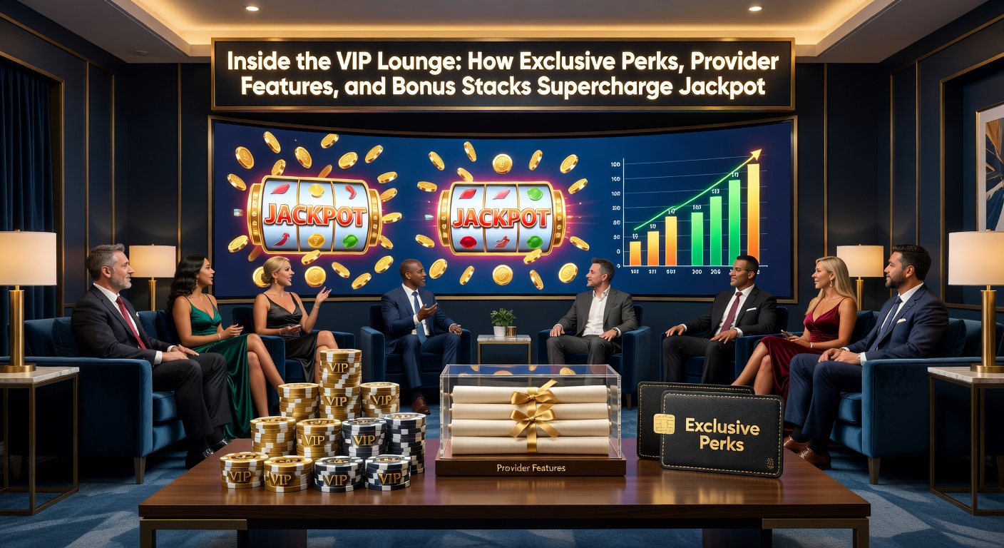 Close-up van een jackpot-slot met VIP-bonusfeatures, stapelende wilds en exploderende multipliers op een luxe scherm
