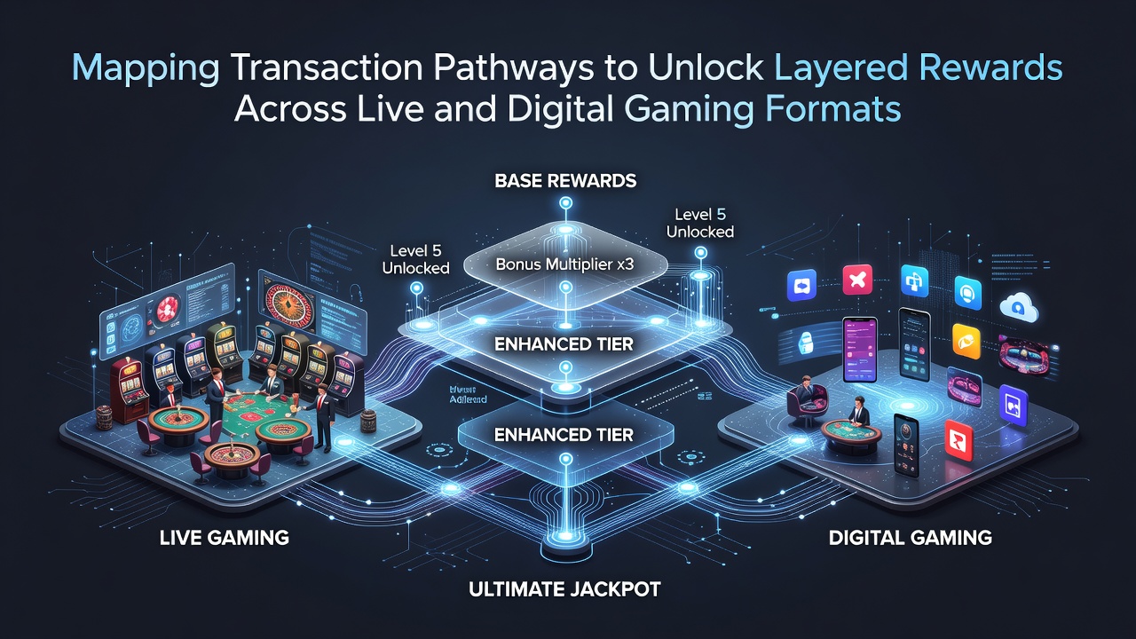 Diagram van gelaagde beloningen over live en digitale gaming